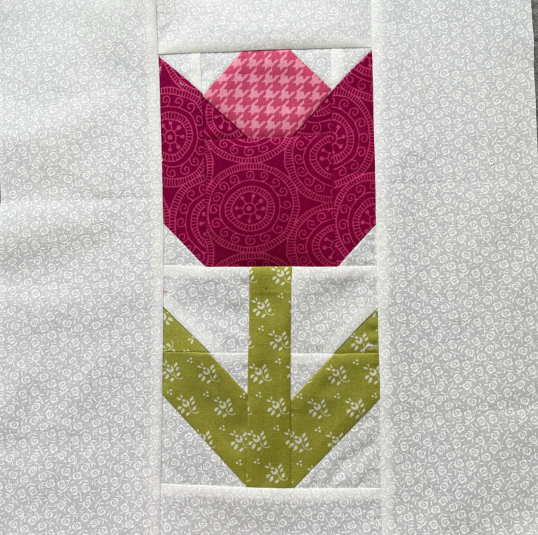 Tulip quilt block PDF pattern – Around the Bobbin